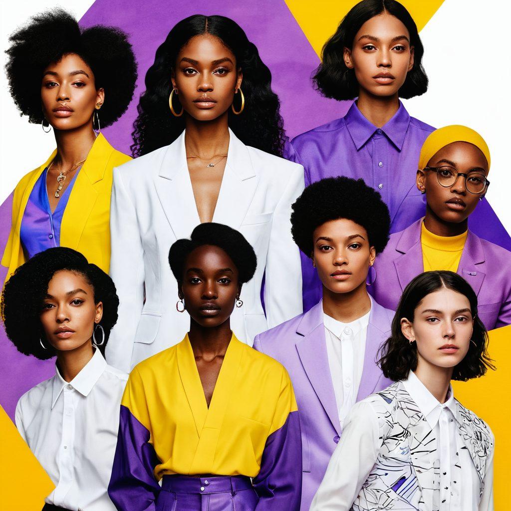 A vibrant collage showcasing a spectrum of diverse gender expressions, featuring individuals in flowing garments that blend traditional and modern styles. Include symbols of fluidity, such as watercolors blending seamlessly alongside geometric shapes. Highlight non-binary pride colors – yellow, white, purple, and black. The background should be a dynamic mix of soft pastels and bold accents, symbolizing transformation and identity exploration. digital art. vibrant colors. abstract.